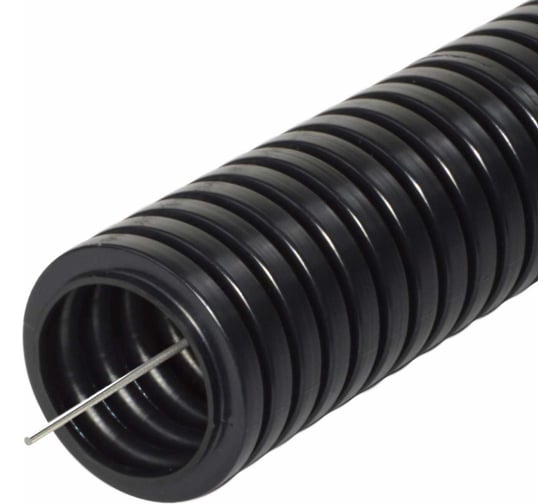 Изображение товара Гофрированная труба ЭРА ПНД черный d 25мм с зонд. легкая 25м Б0020121