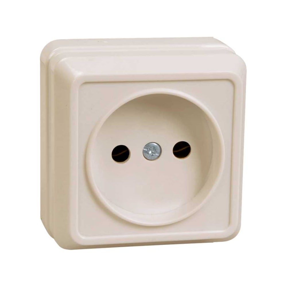 Изображение товара Одноместная розетка IEK ОКТАВА без заземлителя 10А наружная монтаж кремовая