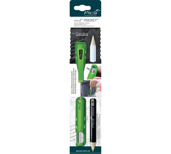Изображение товара Набор PICA pocket (держатель-точилка pocket и карандаш black white 546/24 (24см) в блистере) 505/03