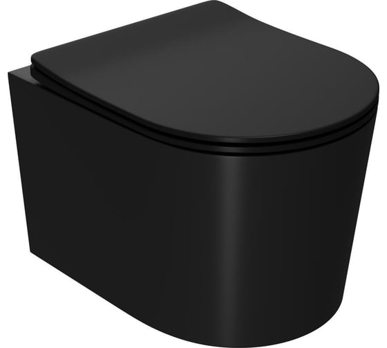 Изображение товара Подвесной унитаз Point Веста безободковый, чёрный матовый, сиденье дюропласт, микролифт, быстросъемное PN41701BM