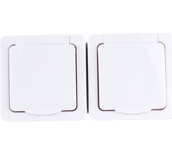 Изображение товара Двухместная розетка IEK с заземляющим контактом, с крышкой, для открытой установки РСб22-3-ГПБб IP54 ERMP22-K01-16-54-EC