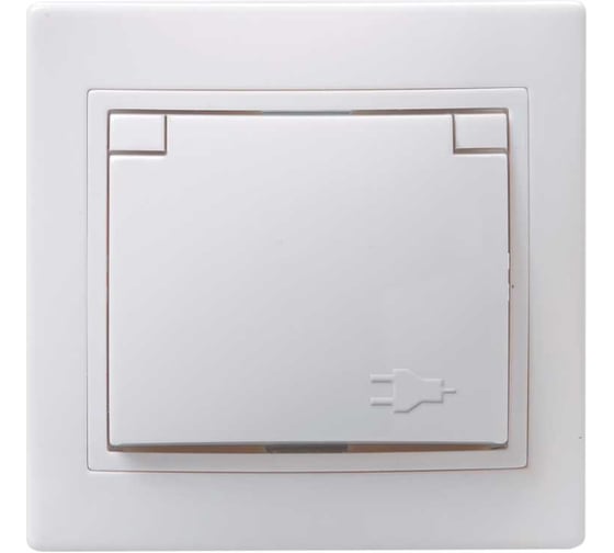 Изображение товара Розетка GENERICA KVARTA 1местн. c з/к с защ. штор. с крышкой 16А белый ERK12-K01-16-DM