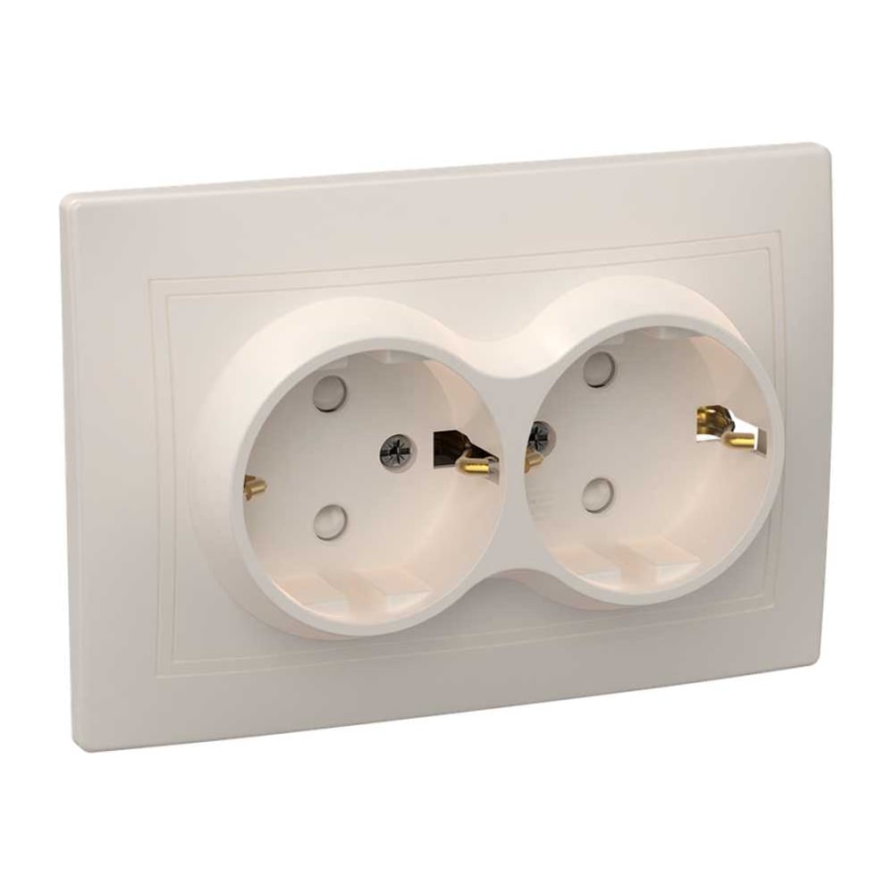 Изображение товара Розетка GENERICA РСш12-3-ККм 2местн. с заземлением кремовая