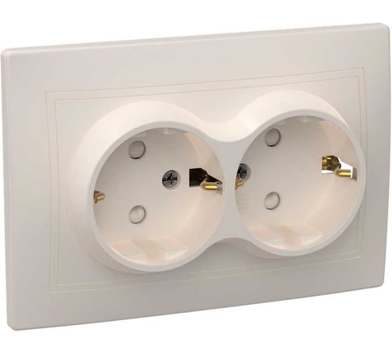 Изображение товара Розетка GENERICA РСш12-3-ККм 2местн. c з/к с защ.штор. 16А КВАРТА кремовый ERK21-K33-16-DM