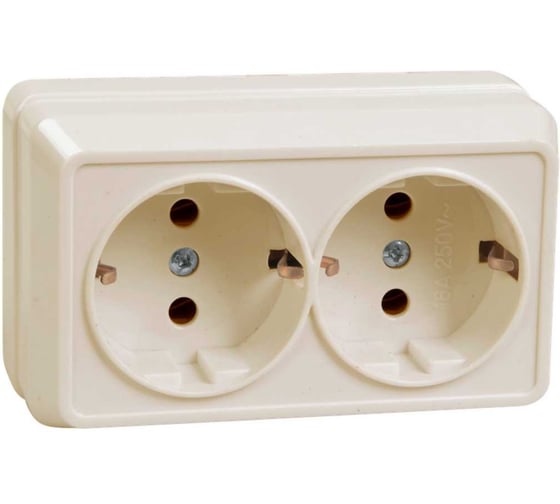 Изображение товара Розетка GENERICA ОКТАВА 2местн. с з/к 16А нар. кремовый ERO21-K33-16-DC