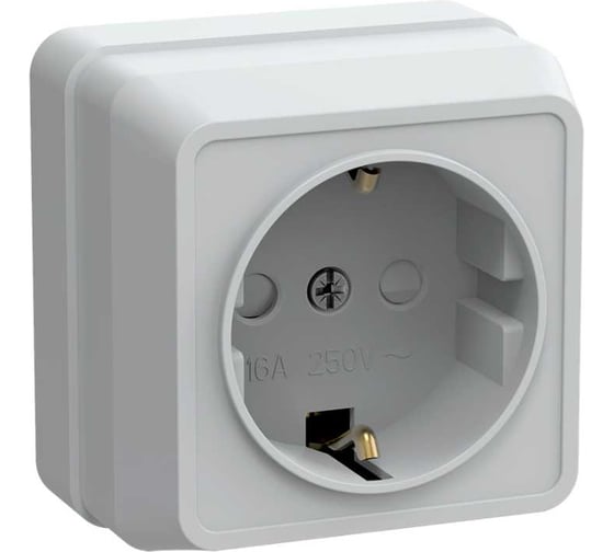 Изображение товара Розетка GENERICA 1местн. c з/к с защ.штор. 16А откр.уст. Октава белый ERO14-K01-16-DC
