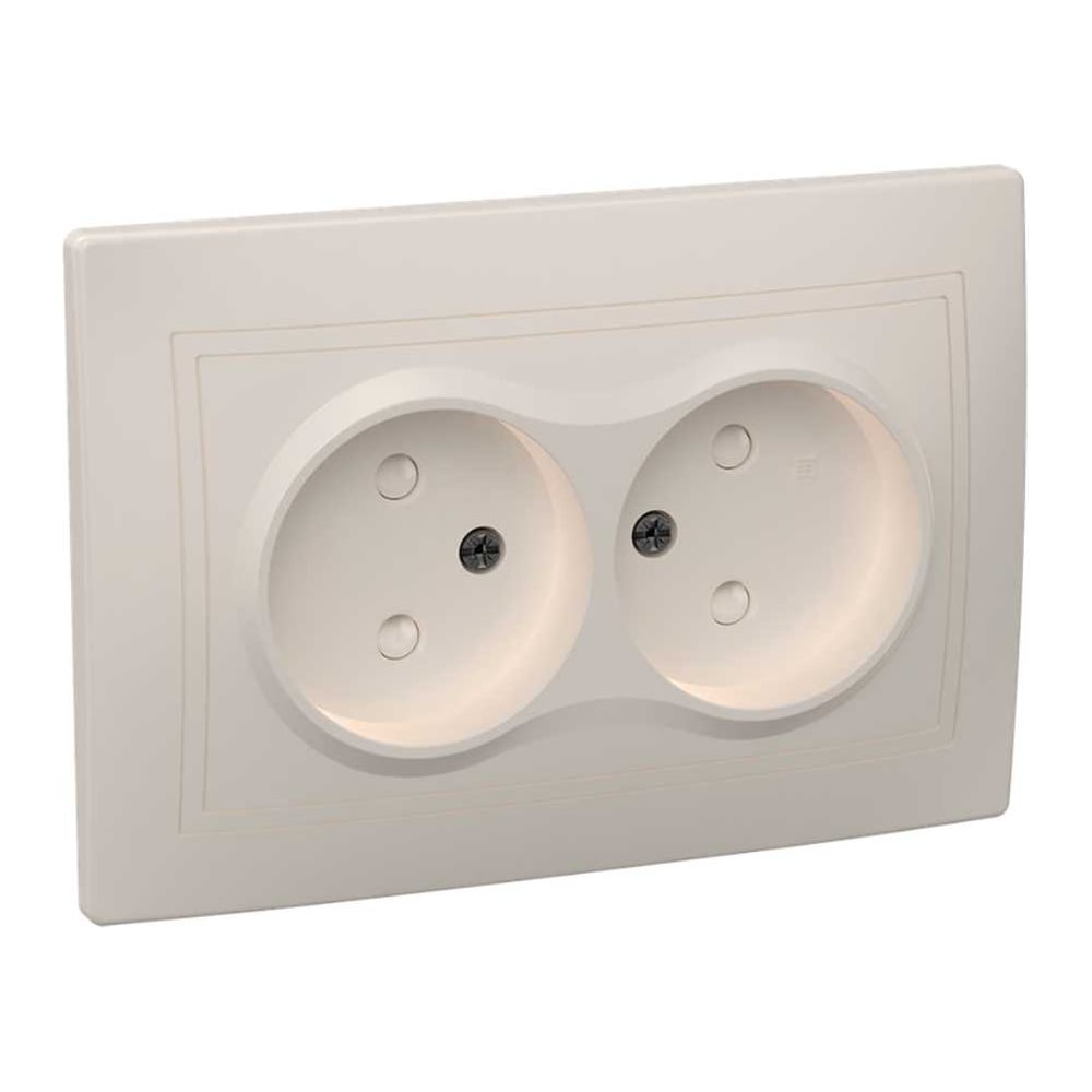 Изображение товара Розетка GENERICA РСш12-2-ККм 2местн. без з/к с защ.штор. 10А КВАРТА кремовый ERK20-K33-10-DM