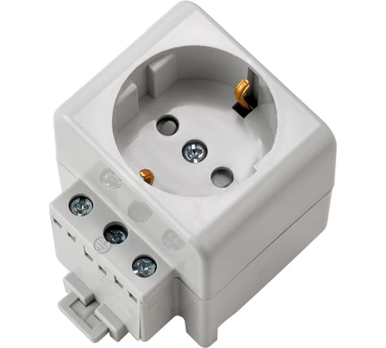 Изображение товара Розетка на DIN-рейку Bylectrica с заземлением, со шторками, РР16-9126 серый