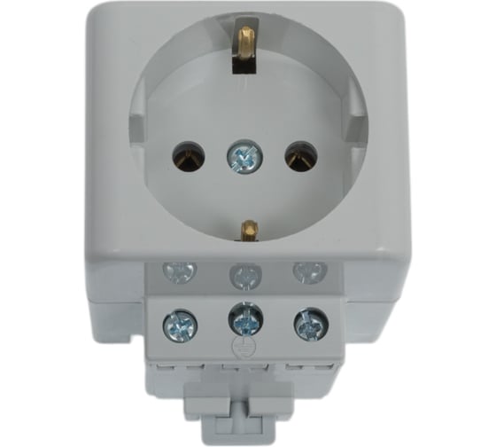 Изображение товара Розетка на DIN-рейку Bylectrica с заземлением РР16-9122 серый