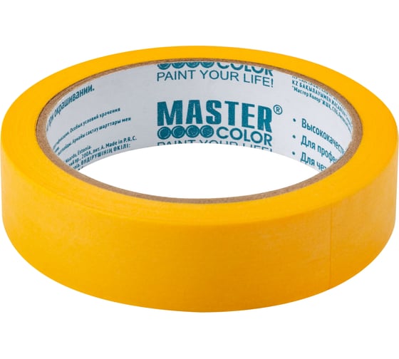 Изображение товара Малярная лента MASTER COLOR золотистая, рисовая бумага, термостойк. до 100C, 24 мм х 25 м 30-6122