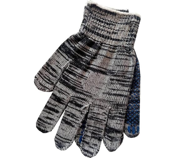 Изображение товара Защитные трикотажные перчатки ООО Комус ПВХ-точка, графит, 5 нитей, 10 класс, 300 пар1631487