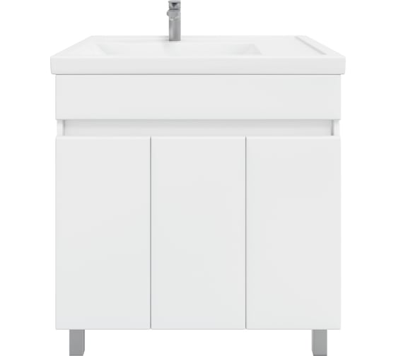 Изображение товара Напольная тумба Sanstar Квадро 80, с раковиной Фостер 80 правый (комплект), белая 126.1-1.4.1.КФОСП