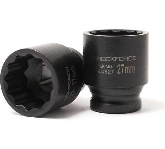 Изображение товара Головка торцевая 12-гранная ударная 27 мм, 1/2", L=50 мм ROCKFORCE RF-44827(28345)