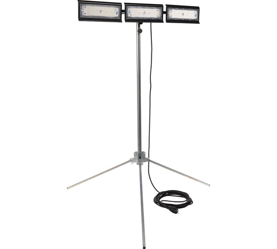 Изображение товара Уличный светодиодный прожектор REXPO на облегченном штативе 3 метра, 3x100 вт, 6500 к, ip65, 220 в, черный REXPO-3.0-O-3/100