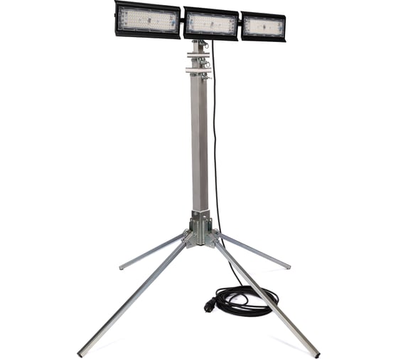 Изображение товара Уличный светодиодный прожектор REXPO на самоконтрящемся штативе 3 метра, 3x50 вт, 6500 к, ip65, 220 в, черный REXPO-3.0-С-3/50