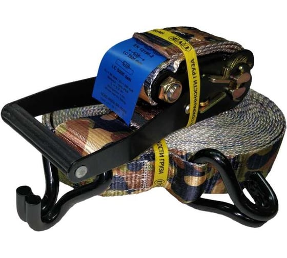 Изображение товара Стяжной ремень UVE 2,5/5 тн, 10 метров, камуфляж/черный, крюк черный RS2-50-5000-10-cam-blc