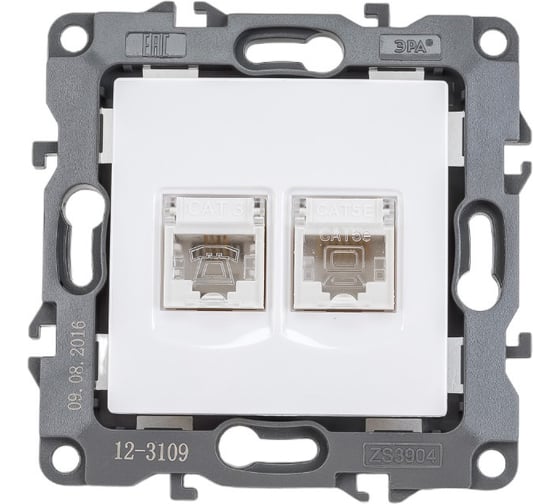Изображение товара Комбинированная розетка ЭРА 12-3109-01 RJ45 RJ11, IP20, 12, белый Б0018248