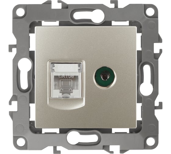 Изображение товара Комбинированная розетка ЭРА 12-3110-04 RJ45 TV, IP20, 12, шампань Б0027444