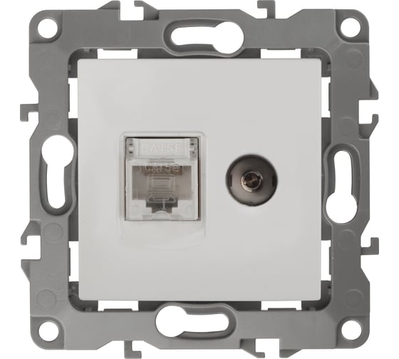 Изображение товара Комбинированная розетка ЭРА 12-3110-01 RJ45 TV, IP20, 12, белый Б0027441