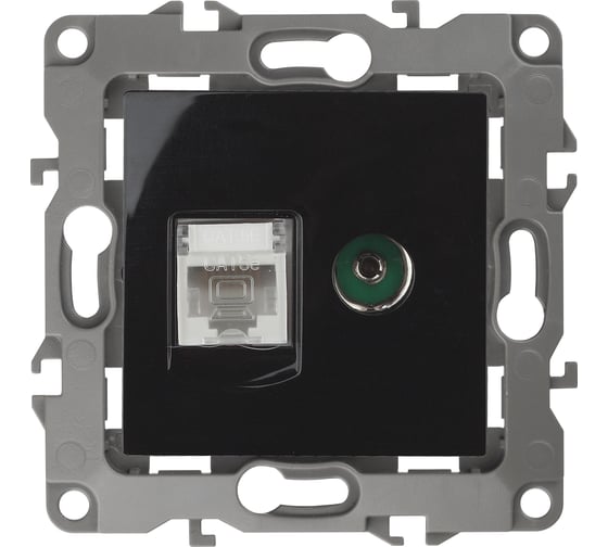 Изображение товара Комбинированная розетка ЭРА 12-3110-06 RJ45 TV, IP20, 12, чёрный Б0027446