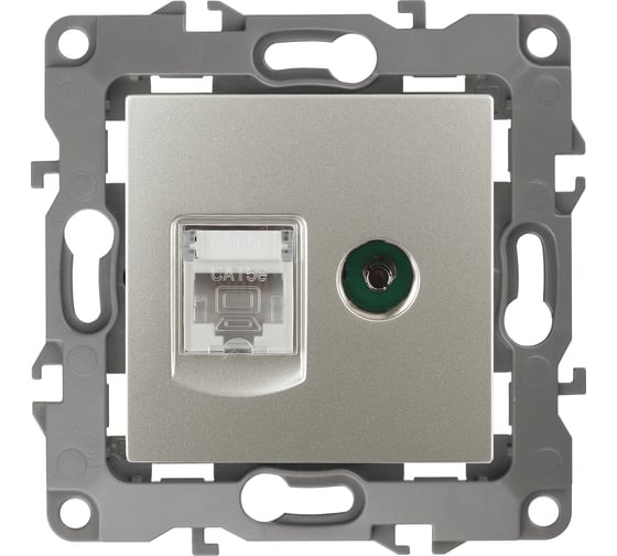 Изображение товара Комбинированная розетка ЭРА 12-3110-15 RJ45 TV, IP20, 12, перламутр Б0027450