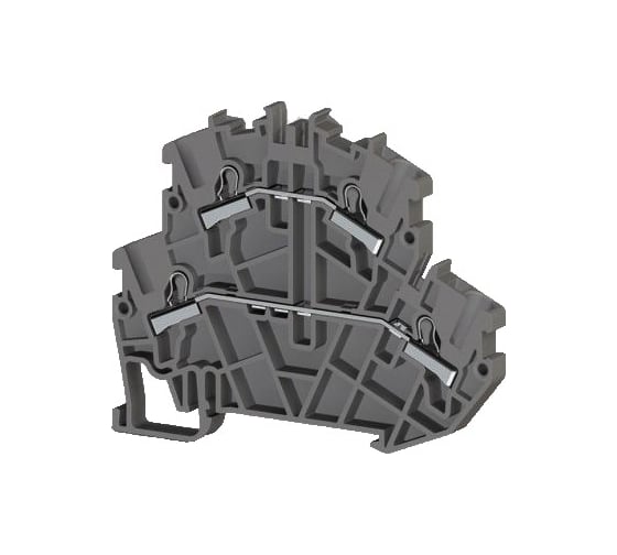 Изображение товара 2-х ярусный пружинный быстрозажимной клеммник Klemsan (Push in), 4 мм.кв. (серый); PYK4-2F 25 шт. 0.0.0.3.307279