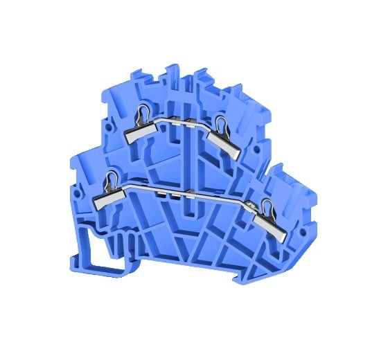 Изображение товара 2-х ярусный пружинный быстрозажимной клеммник Klemsan (Push in), 2,5 мм.кв. (синий); PYK2,5-2F 40 шт. 0.0.0.3.307171