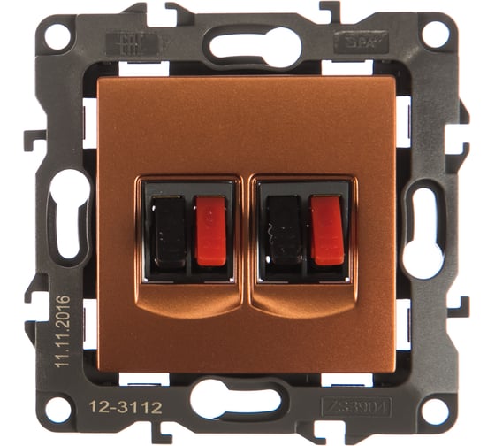 Изображение товара Двойная аудио розетка ЭРА 12-3112-14 IP20, 12, медь Б0027469