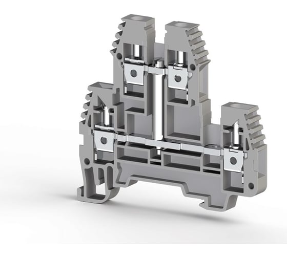 Изображение товара 2-х ярусный клеммник Klemsan 4мм.кв., с внутр.перемычкой, (серый); PIK4NK/NM Серия V0 20 шт. 0.0.0.3.309319