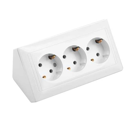 Изображение товара 3-местная угловая розетка Bylectrica с заземлением серия СТИЛЬ, белый РА16-792