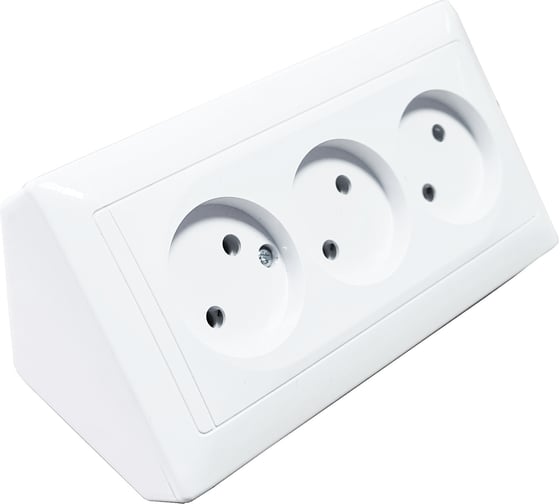 Изображение товара 3-местная угловая розетка Bylectrica без заземления серия СТИЛЬ, белый РА16-791