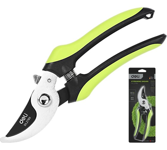 Изображение товара Садовый секатор DELI dl2789 лезвия с тефлоновым покрытием, длина 200мм, макс. диаметр резки 15мм, сталь sk5 130325