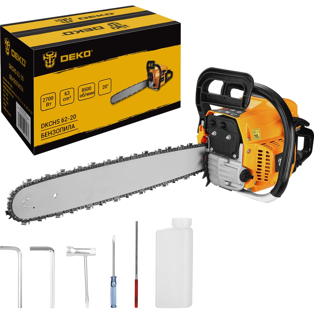 Изображение товара Бензопила DEKO DKCHS 62-20 3.7 л.с. 62 см³ цепь 50 см полупрофессиональная