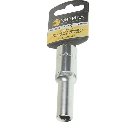 Изображение товара Головка торцевая Эврика 9мм 1/2 12-гранная глубокая L=80мм с держателем ER-91502-12H 990352