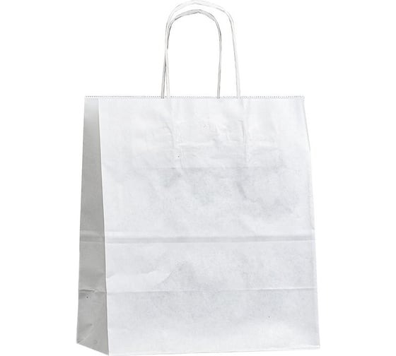 Изображение товара Пакет ПЗБМ с кручеными ручками, 430x320x170, 100 г/м2, крафт, белый 200 штук 110982