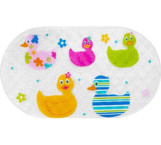 Изображение товара Противоскользящий коврик для ванной BRAUBERG Kids детский, утята, 69x39 см, 1 шт 665184