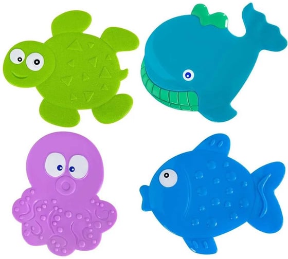 Изображение товара Мини-коврик для ванной BRAUBERG Kids набор 4 штуки, ассорти, блистер 665185