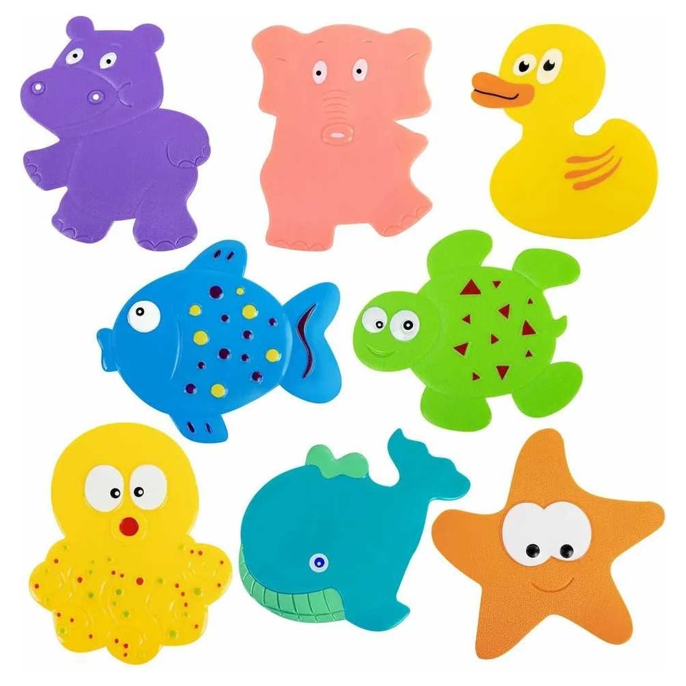 Изображение товара Мини-коврик для ванной BRAUBERG Kids набор 8 штук ассорти безопасный ПВХ