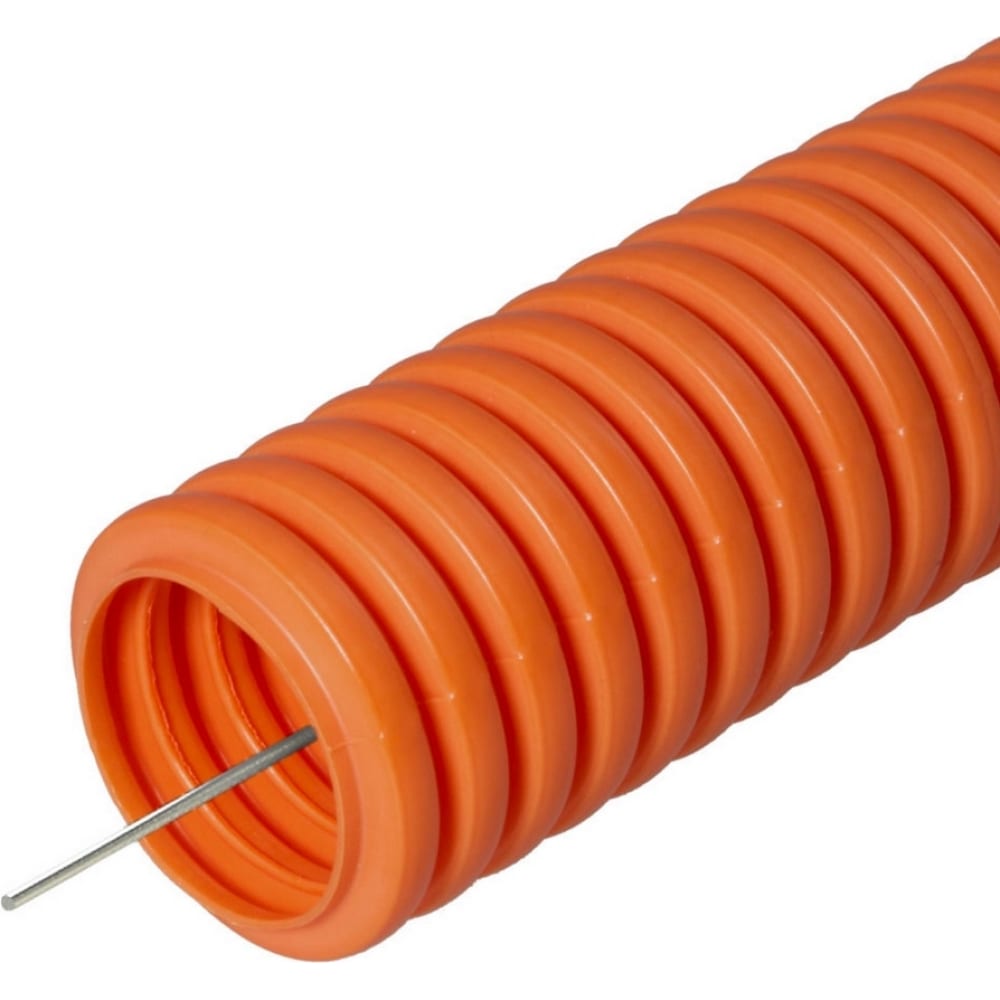 фото Гофрированная труба промрукав пнд тяжёлая 750 н безгалогенная hf оранжевая д20 100м pr02.0033