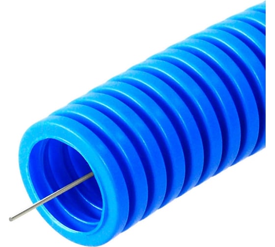 Изображение товара Гофрированная труба Промрукав ПП лёгкая 350 Н безгалогенная HF синяя с/з д25 50м PR02.0053