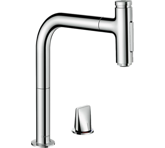 Изображение товара Кухонный смеситель Hansgrohe Metris Select M71 M7120-H200 однорычажный, на 2 отверстия, с вытяжным изливом 73819000