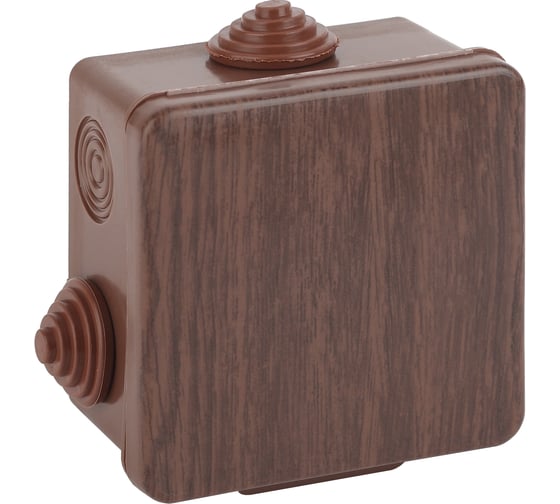 Изображение товара Распаечная коробка ЭРА открытой установки КОР дуб 80х80х50мм с гермовводами 7 вх. IP54 Б0043226