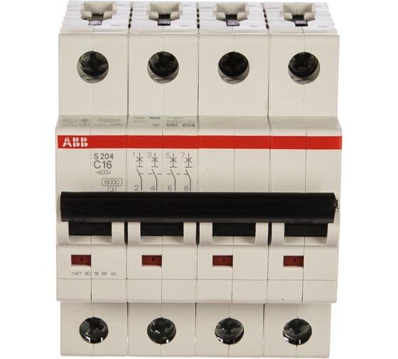 Изображение товара Автоматический выключатель ABB S204 4P 16A 6kA 2CDS254001R0164