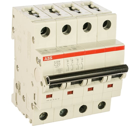 Изображение товара Автоматический выключатель ABB S204 4P 20A 6kA 2CDS254001R0204