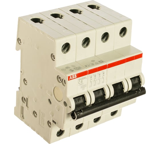 Изображение товара Автоматический выключатель ABB SH204L 4P 6А 4,5kA 2CDS244001R0064