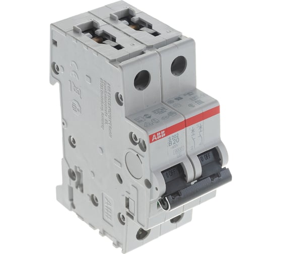 Изображение товара Автоматический выключатель ABB 2-полюсный S202 B20 2CDS252001R0205
