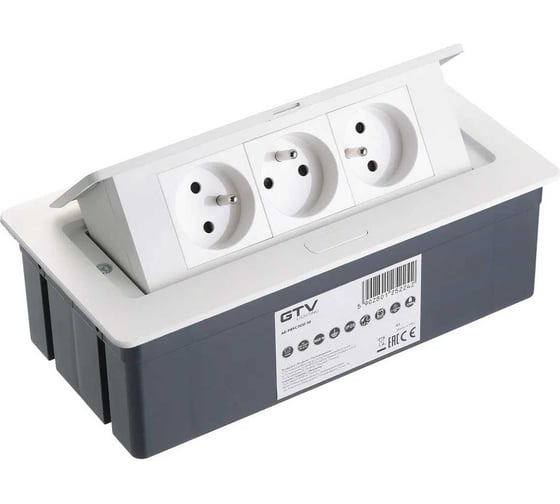 Изображение товара Настольный блок розеток GTV SOFT 3 розетки, French, белый, с проводом 1,5 метра AE-PBSC3GU-10