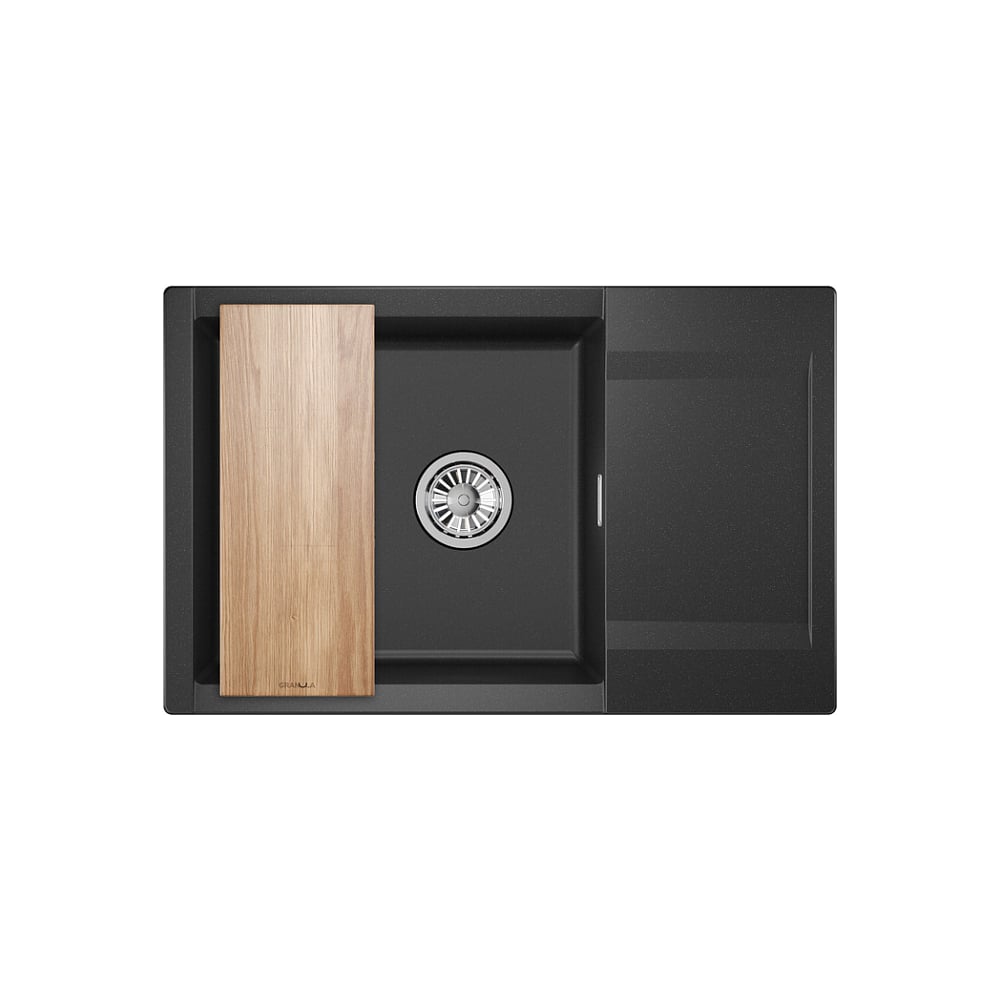 Изображение товара Кухонная мойка GRANULA Estetica 7807 черный с прямоугольной формой и матовой поверхностью