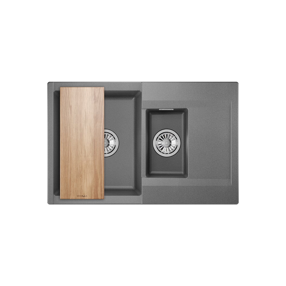 Изображение товара Мойка для кухни GRANULA Estetica 7808 графит, прямоугольная, врезная, 2 чаши