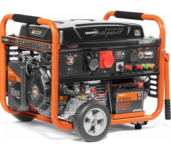 Изображение товара Бензиновый генератор с функцией Dual Power Daewoo GDA 9500DPE-3